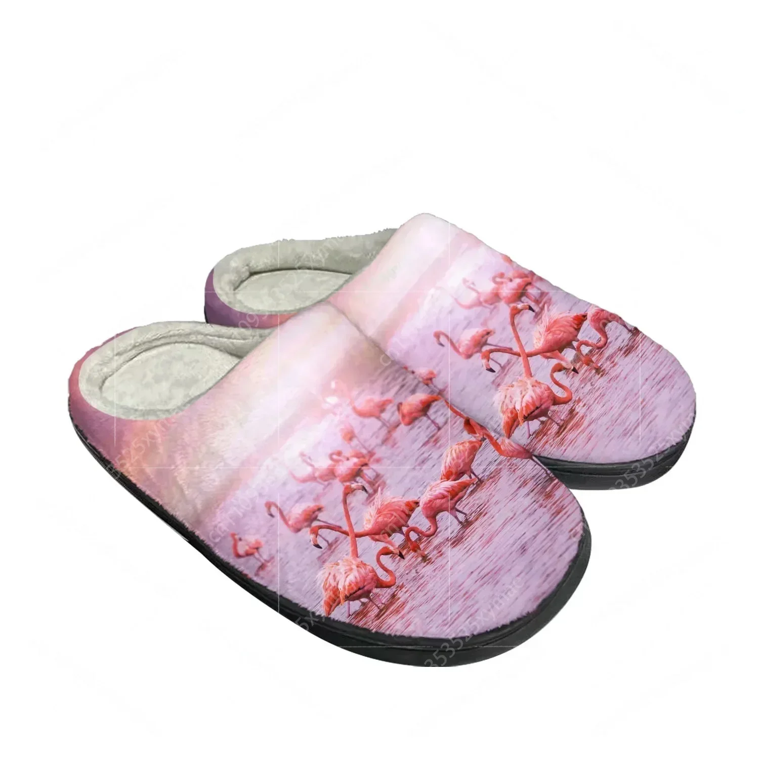Flamingo Printed Home Cotton Slippers High Quality Mens Womens Plush Bedroom Casual Keep Warm Shoes Customized Thermal Slipper