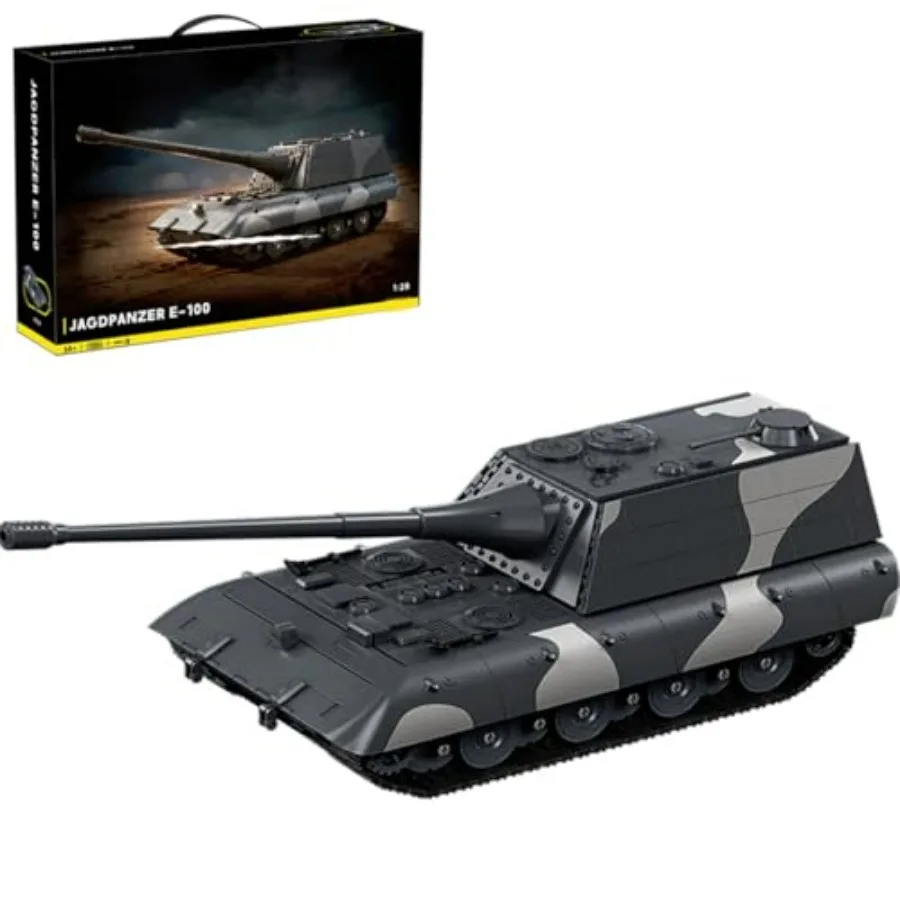 

Набор строительных блоков Jagdpanzer E-100, 1836+ деталей, военная модель с 5 фигурками, масштаб 1:28, бронетехника времен Второй мировой войны.
