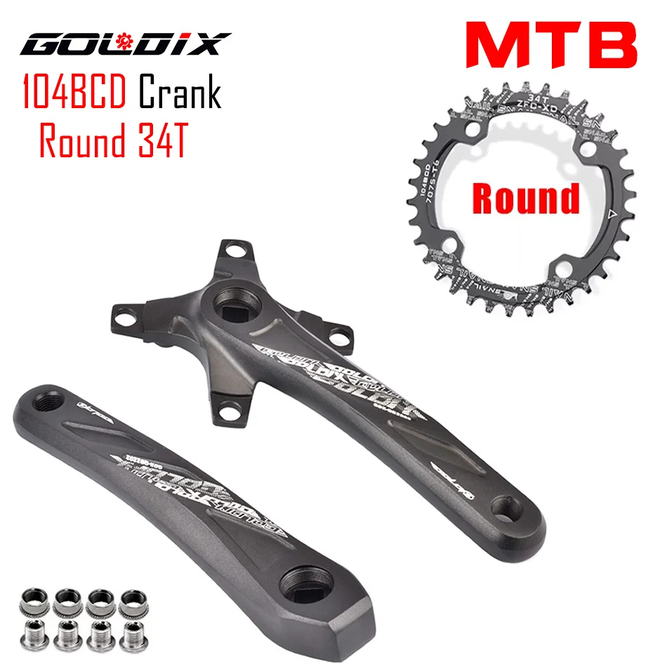 Goldix自転車クランク角穴スプロケット104BCD 170ミリメートル黒