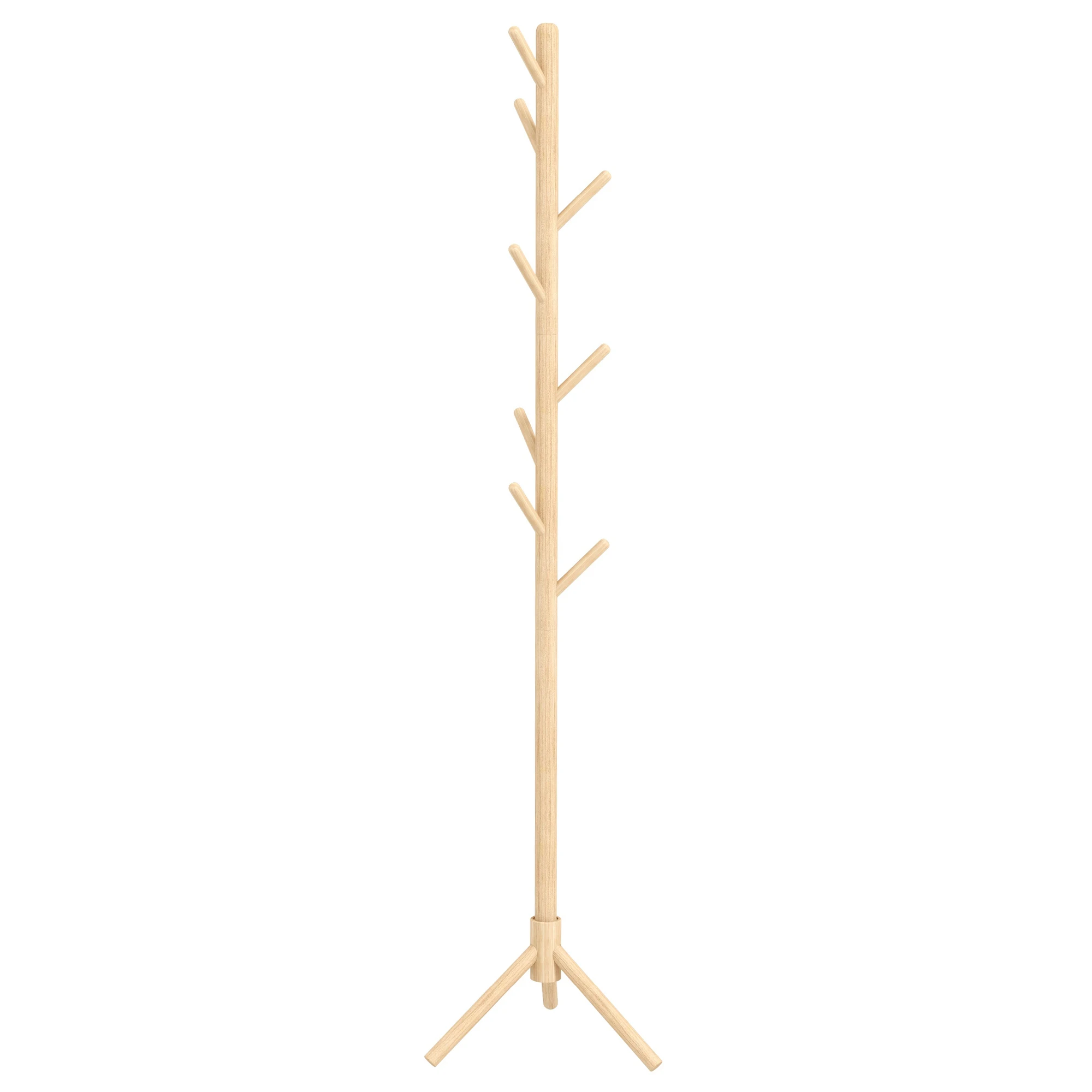 HOMCOM Perchero de Pie de Madera con 8 Ganchos 40x40x165 cm Natural