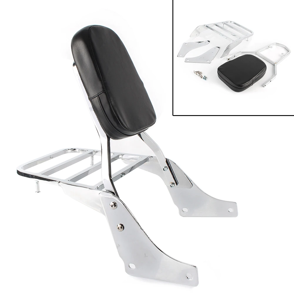 Motorfiets Chromen Rugleuning Sissy Bar Rugleuning W/Bagagerek Pad Voor Honda Sabel 1100 Ace Vt1100 Alle Jaren