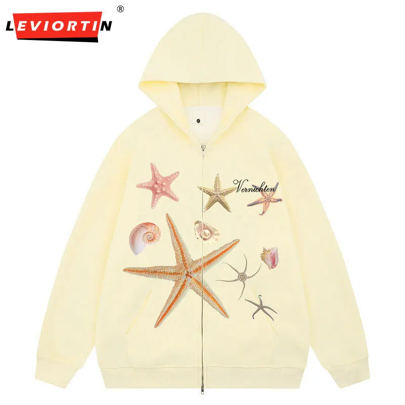 

Мужская толстовка с капюшоном и принтом американской морской звезды, новый дизайн, нишевая свободная модная, универсальная, повседневная и простая куртка-кардиган