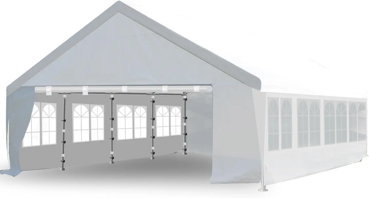 

Carport, 20'x26' Heavy Duty Carport, Party Tent with Roll-up Ventilated Windows, Removable Sidewalls & Doors, Car Port Canopy Te