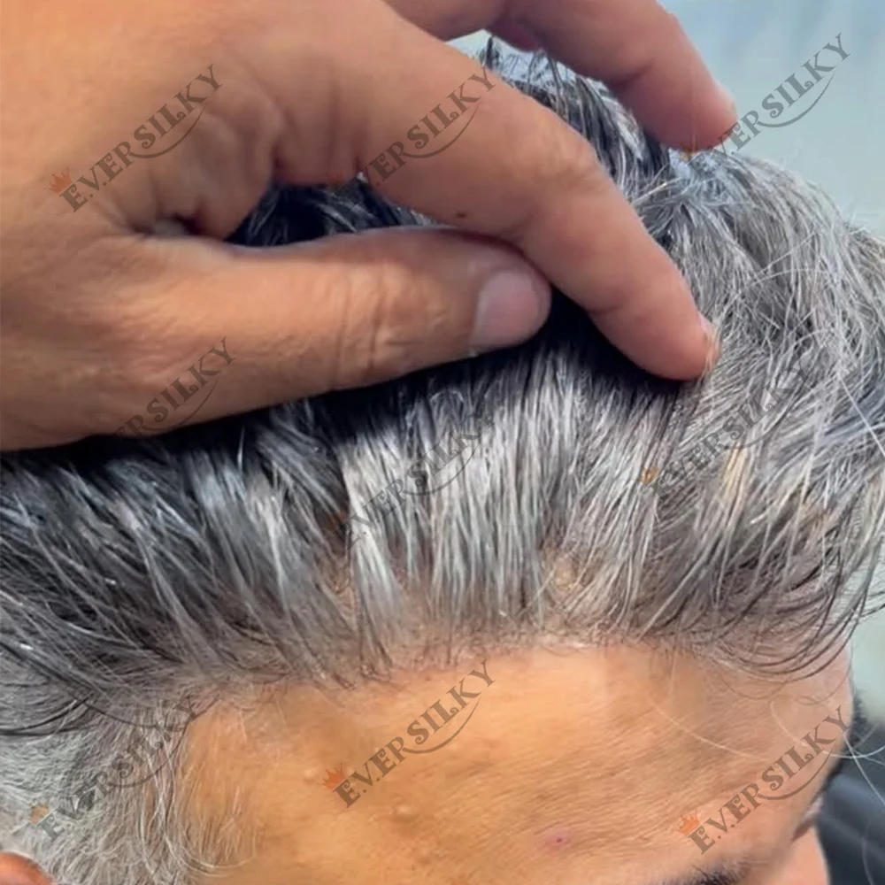 

Undetectable Grey 1B80 1B40 1B60 Brown Human Hair Old Men's Toupee Prosthesis Capillary System Full PU 0.12mm Durable Hairpieces
