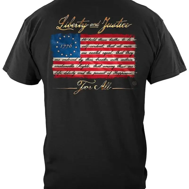 T-shirt patriotique 1776 Betsy Ross Flag Liberty And Justice For All 100