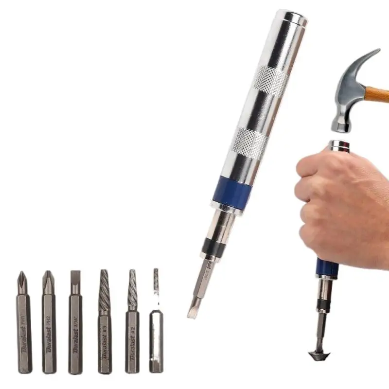 【L】1 Set 1/4-inch Impact Drive Rusted Stuck Broken Fasteners Remover Tool DIY Accessories 6 In 1 Impact Screwdriver Kit