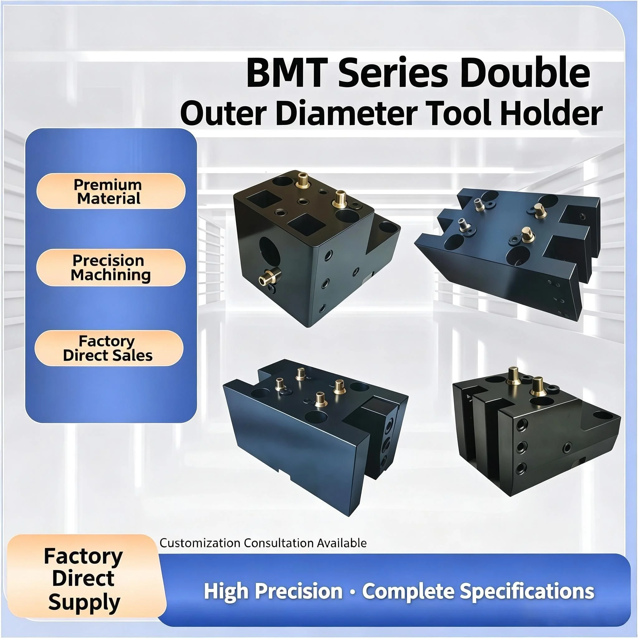 BMT Double Outer Diameter Fixed Tool Holder BMT40 BMT45 BMT55 BMT65 CNC Lathe Turret Static Tool Block High Precision In Stock P