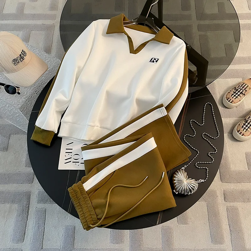 

Sports Suit Women's Spring and Autumn New Fashion Versatile Loose Western-style Top Casual Pants Two-piece Set