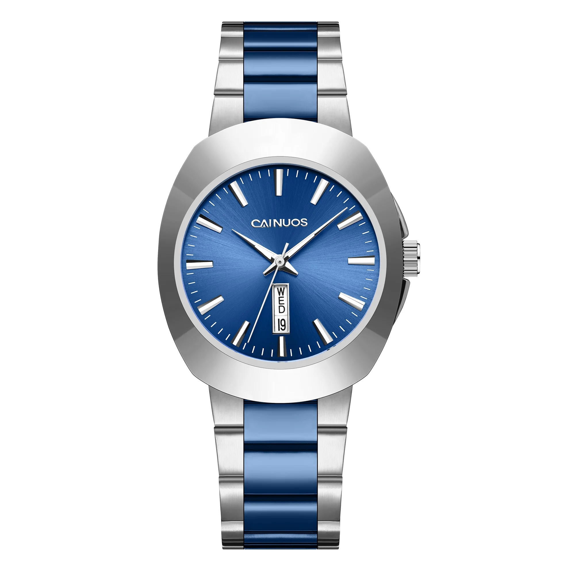 

Часы для пар из нержавеющей стали 2025 года, водонепроницаемые часы овальной формы с двойным календарем, модные повседневные мужские и женские роскошные часы для влюбленных