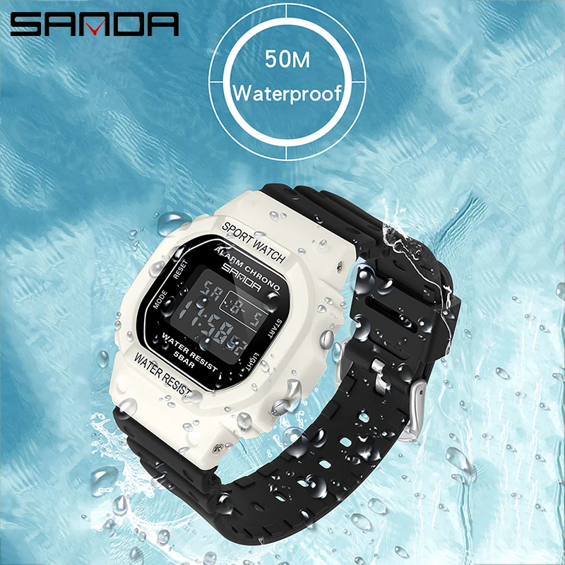 SANDA Electronic Watch Lady Digital Fashion Casual Dual Time Sports Chronograph Waterproof Lady Wristwatches Relogio Feminino view 4