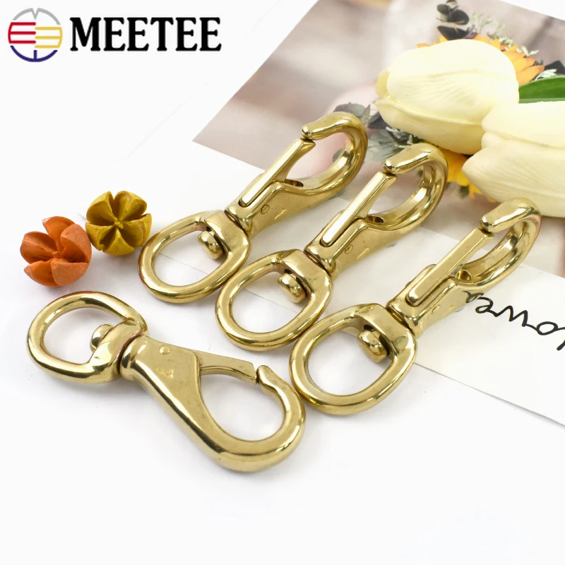 Solid Brass Metal Buckles for Strap Single Ended Dog Leash Swivel Bolt Snap Hooks Keychain Flag Pole Rope Clips Carabiner