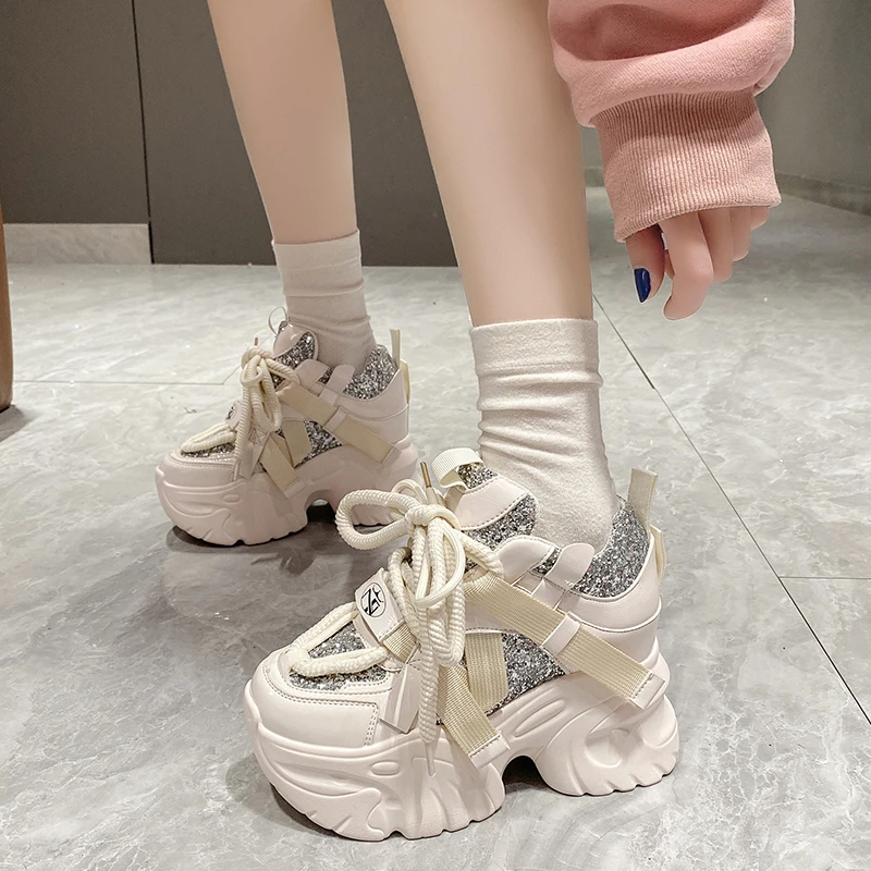 Women\'s Sneakers Summer 2024 Korean Ladies Shoes Woman-shoes Platform New Fashion Roses Casual Thick Sole Leisure High Rubber PU