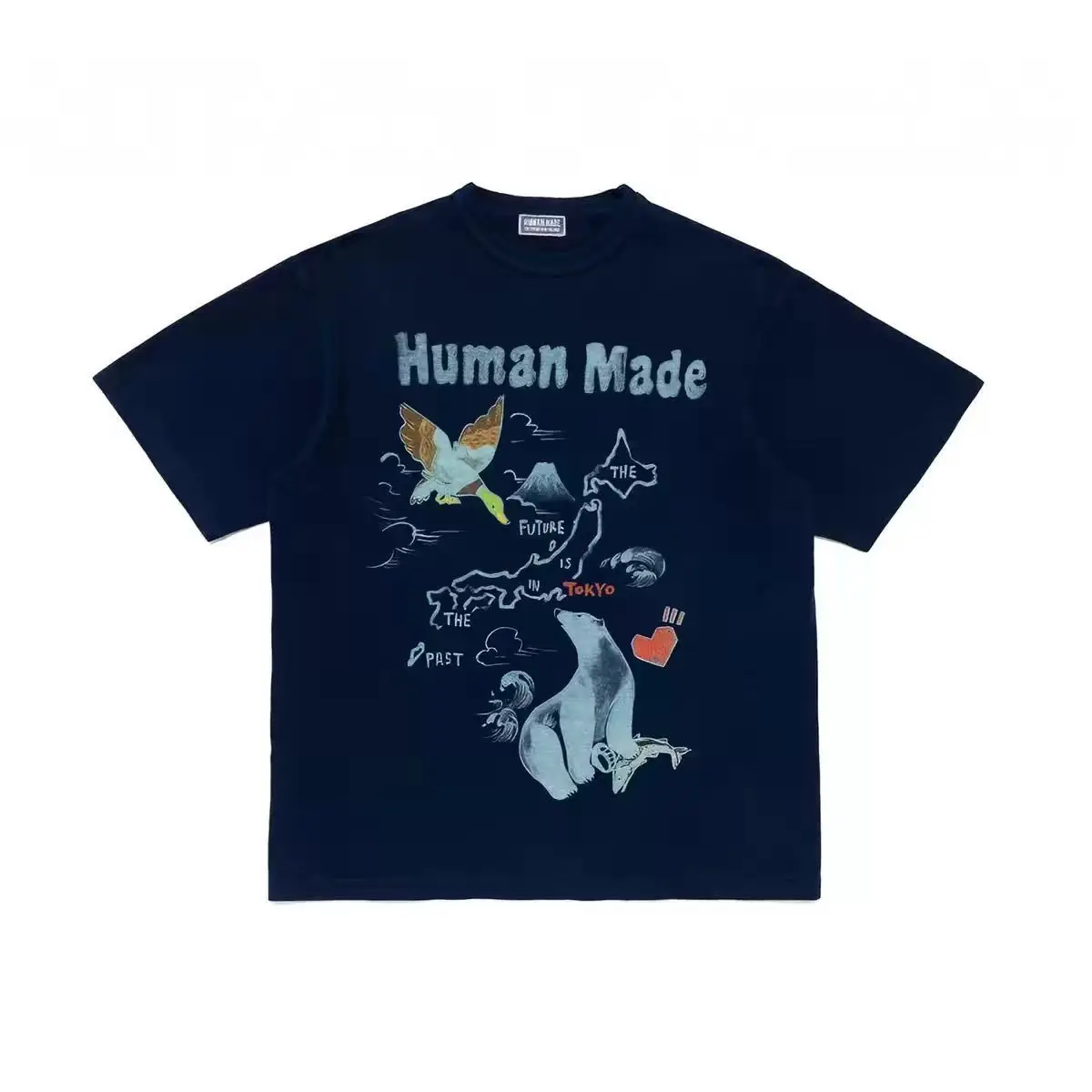 2026 Human Made Mens Womens Vintage Graphic T Shirt Hand Drawn Japanese Casual Tee