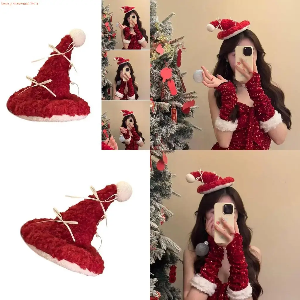 F92D Santa  Hairpin Realistic Christmas Hat Hair Clip Elaborate Barrette Furry