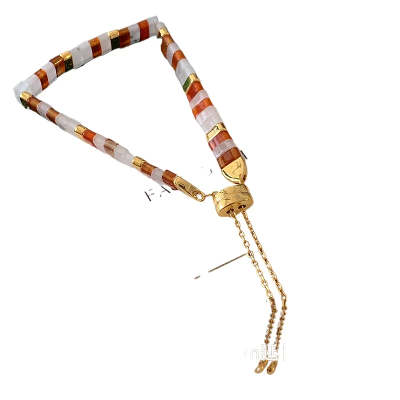 

Браслет из цветных драгоценных камней дофамина, натуральный рябчатый браслет, легкие роскошные и высококачественные красные украшения.