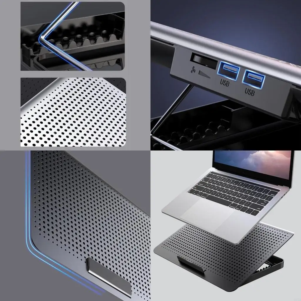 

4X7E Gaming Laptop Cooler Stand With Fan Metal Laptop Cooling Pad USB Portable