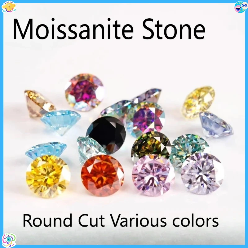 

Moissanite Stone Round Cut Various colors VVS1 Combination chain with Certificate Charms for Advanced Jewelry Making Materials