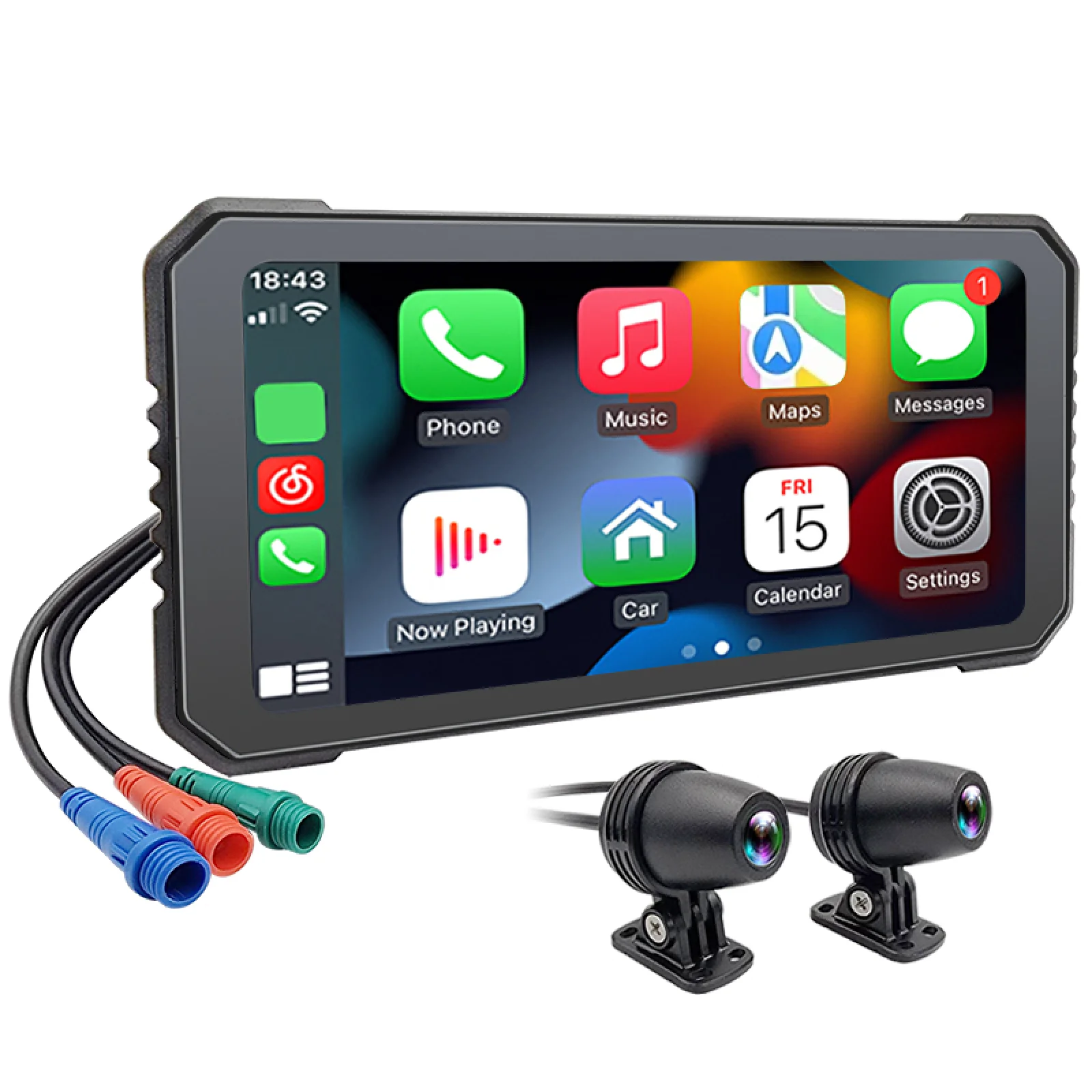 6.25 Inch Motorcycle CarPlay 1000nit External HD IPS Screen IP65 Waterproof Support CarPlay and Android Auto Wireless PhoneLink