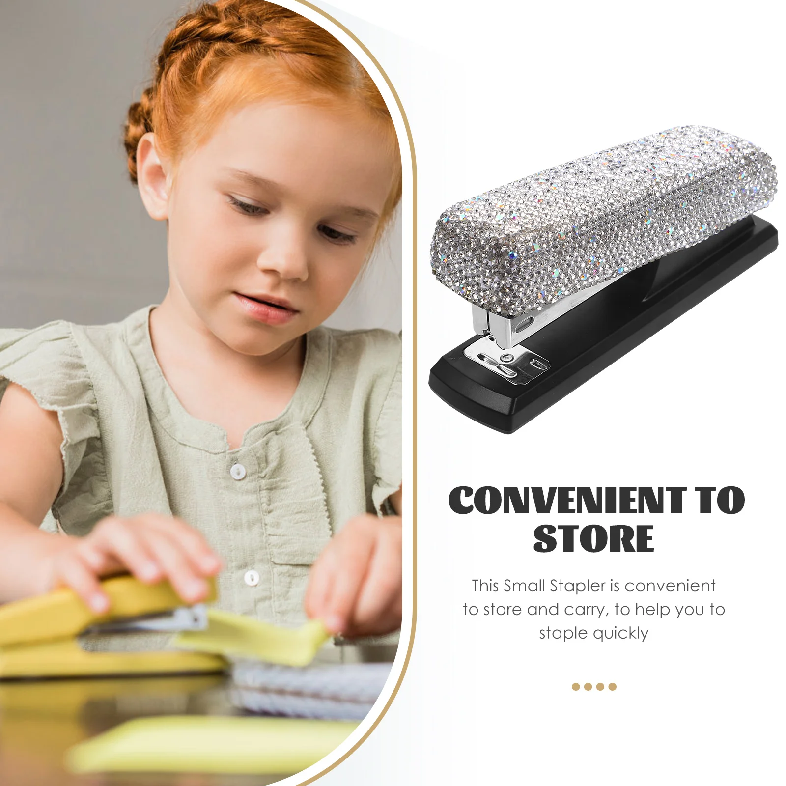 Stapler Creative Small Office Table Stylish Hand Rhinestone Staplers for Desk Classroom Gift