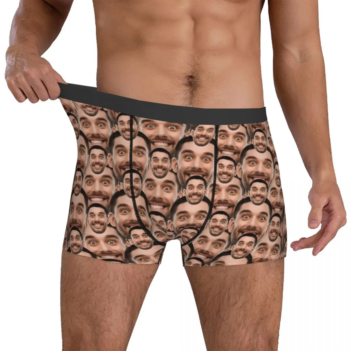 

Custom Head Image Underwear Breathable Panties Customs Boxer Brief For Male 3D Pouch Large Size Trunk