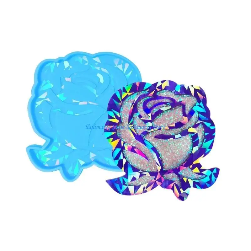 

573B Silicone Resin Molds Cup Mat Epoxy Mold DIY Rose Flower Home Ornament Drink Mat Mold Craft Tool