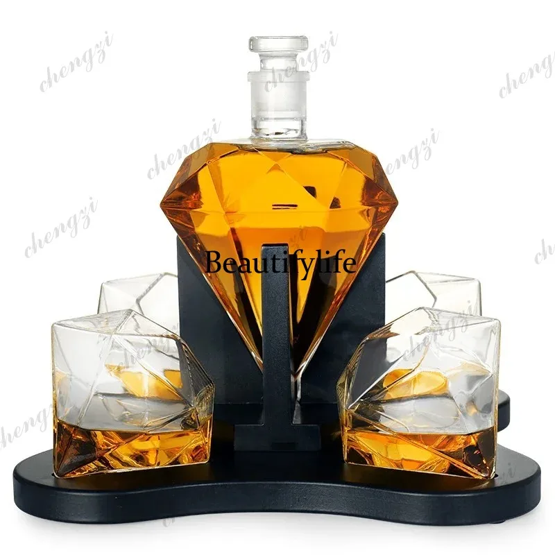 1 Pcs old fashioned whiskey glass cup lead-free clear diamond shaped whiskey decanter wine decanter for Liquor Scotch Bourbon