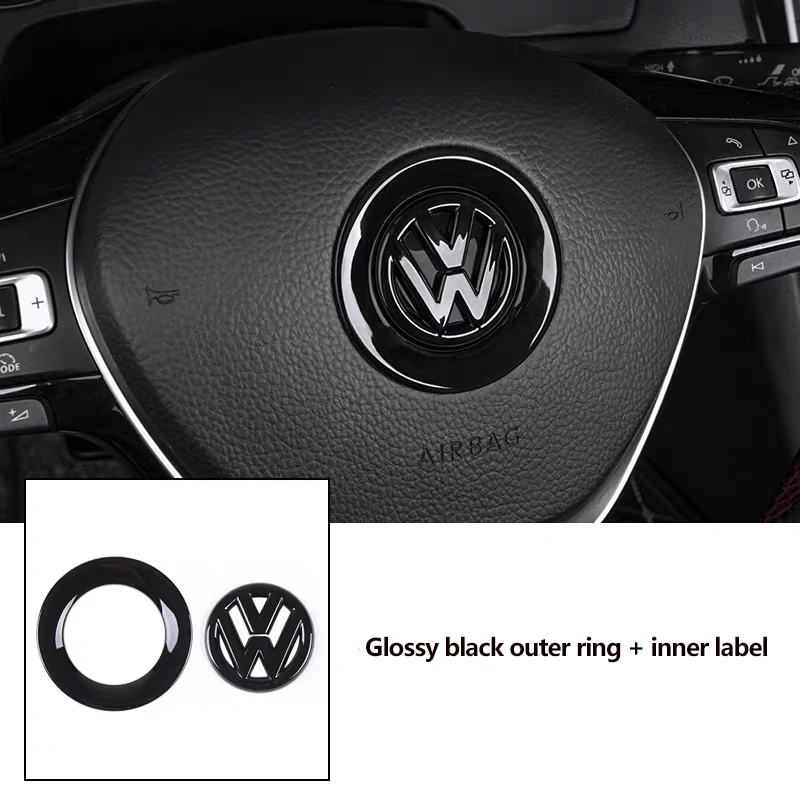 ABS Carbon Fiber Car logo Steering wheel sticker badge for Volkswagen GTI Passat B6 Golf 4 5 7 Polo Jetta Cadillac Beetle Tiguan