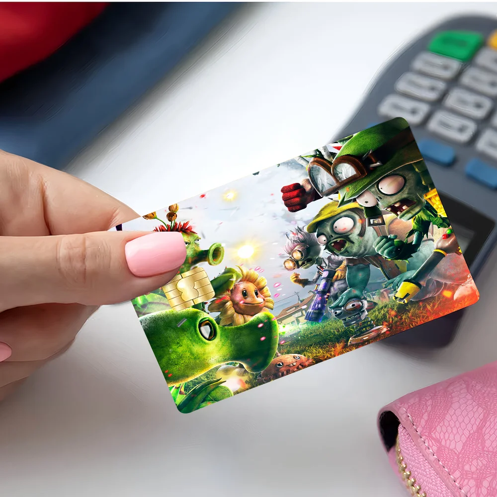 P-Pla-nts-VS-Zom-biesAnmie غطاء جلدي لبطاقة الائتمان وبطاقة الخصم البنك الأمامية #3