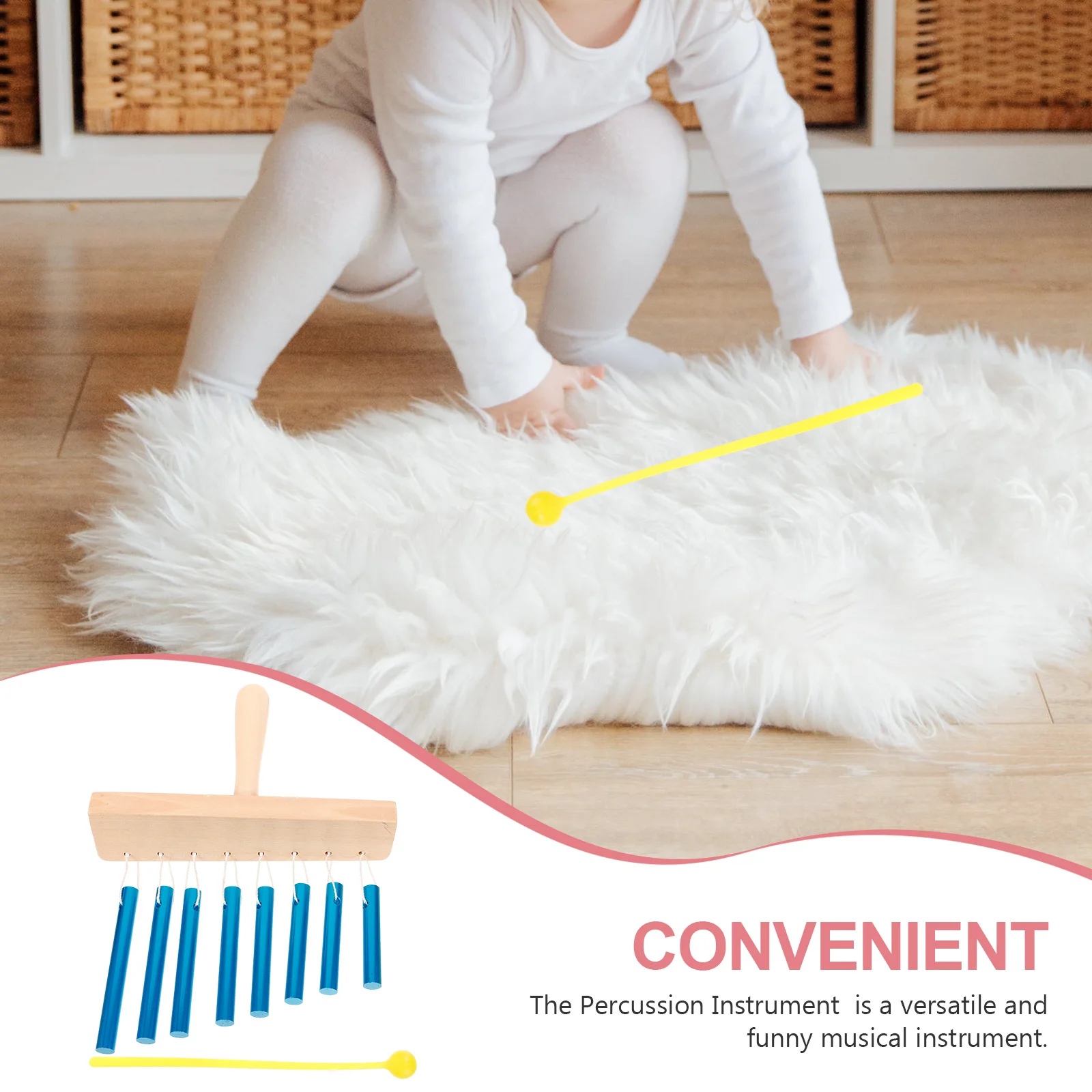 

8-Note Wind Chime Percussion Instrument Stainless Steel Wooden Bar Musical For Kids Beginner Tabletop Home Garden