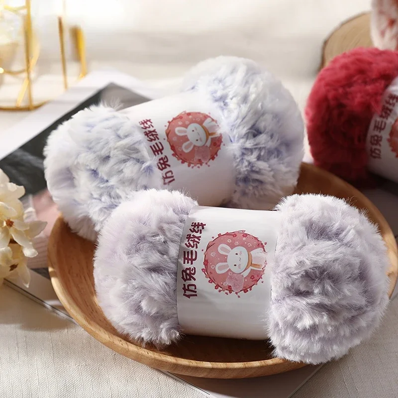 Plush Knitting Yarn Fur Yarn Imitation Fur Line Wool Color DIY Material Bag Fancy Crochet Hand Knitted Warm Moisture-proof Yarn