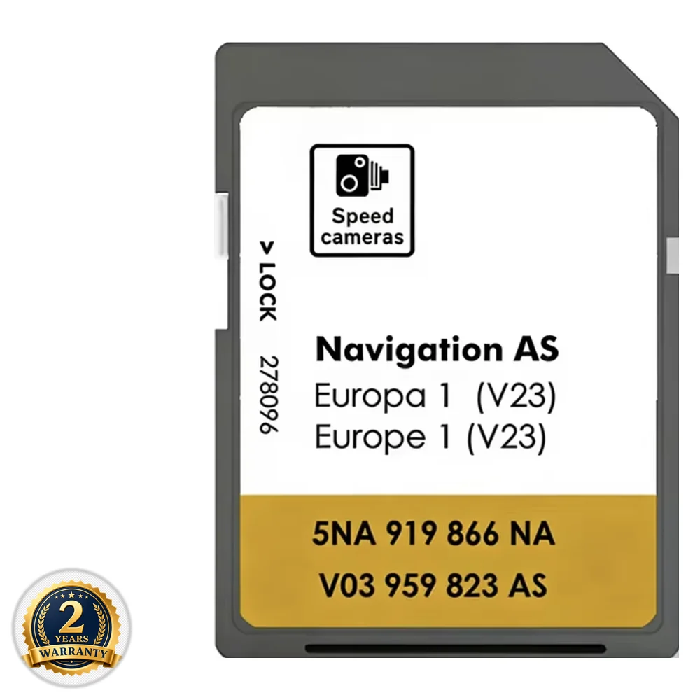 Tarjeta SD de Navegación VW V23 Europa 2026 para VW Discover Media MIB2 (AS) - Actualización de Mapas de Navegación Satelital de 32 GB - Golf 7, Tiguan