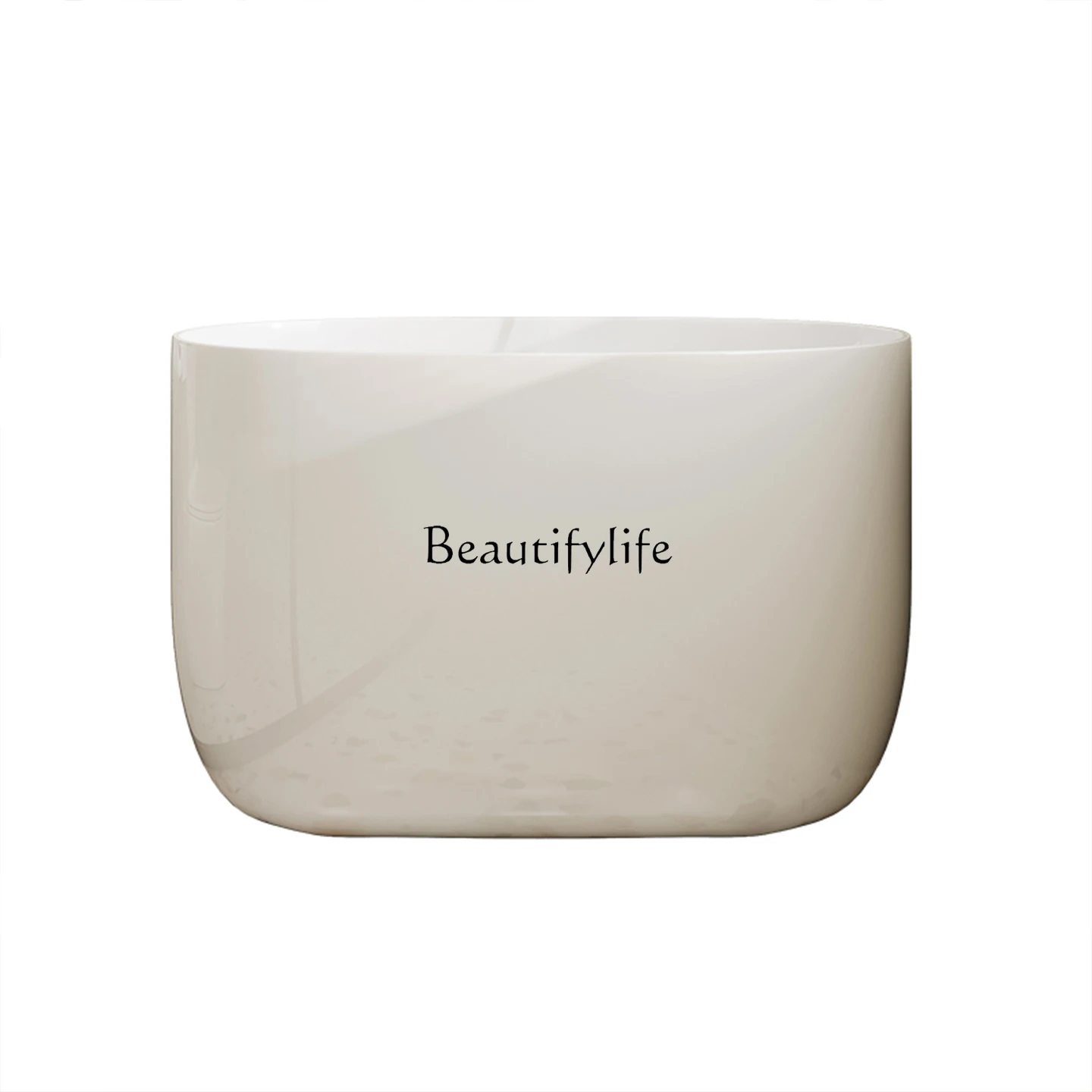 

Acrylic Deep Soak Mini Thin Edge Bathtub Freestanding Oval Small Tub Japanese Style