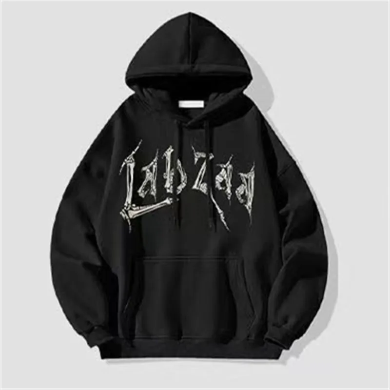 2024Y2K New In Hoodies & Sweatshirts Mens Skull Prited Cotton Hoodie Man Black Hooded Tracksuit Pullover Sudadera Negra Techwear