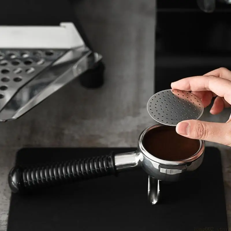 

D0AB 51mm/53mm/58mm Water Distribution Net Double Layer Brewing Head Filter Net Metal Puck Screen Water Distribution Mesh