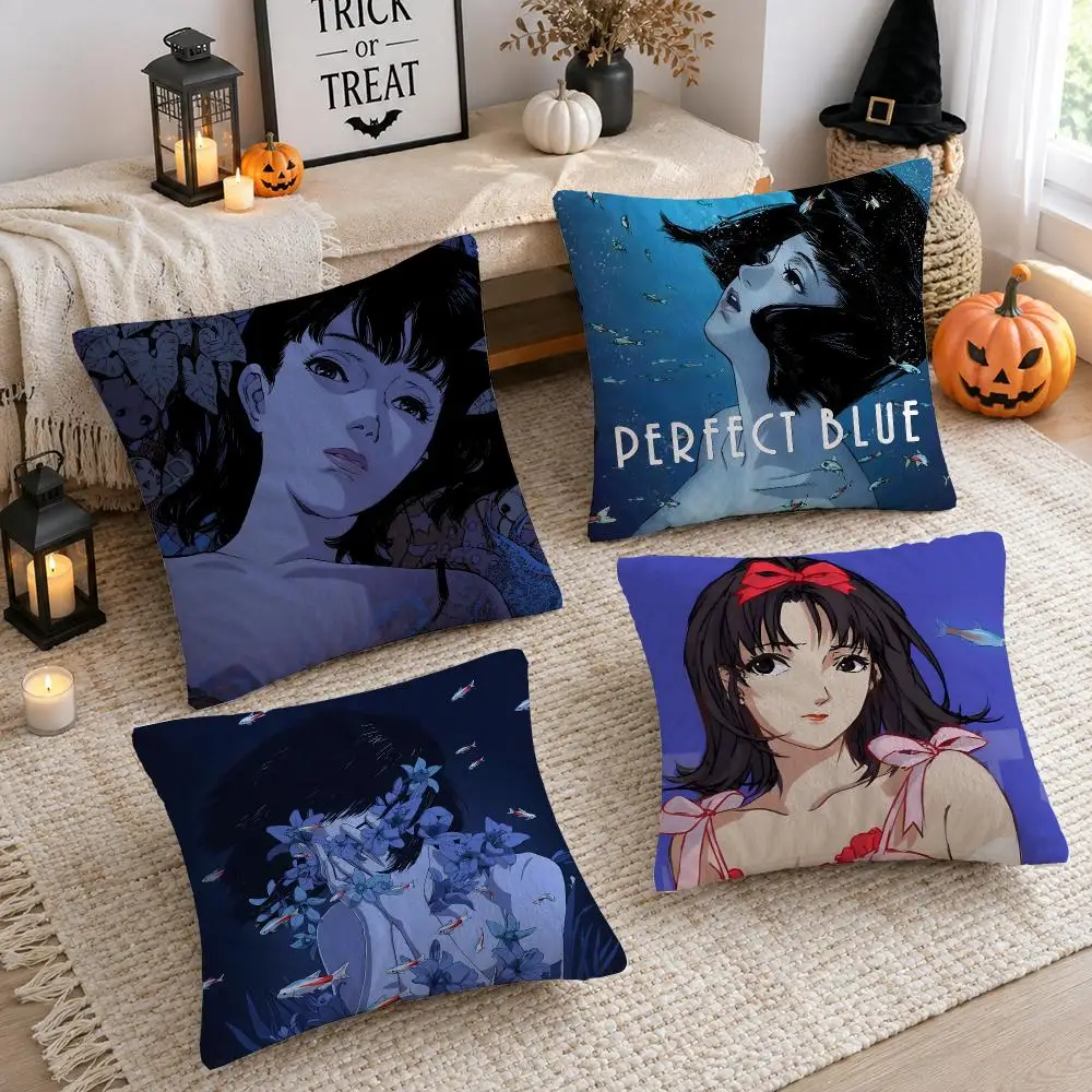 Horror Pretty Anime P-Perfect Blue Cushion Cover Plush Decorative Pillow Case With Hidden Zipper Cutecore Room Decor For Home