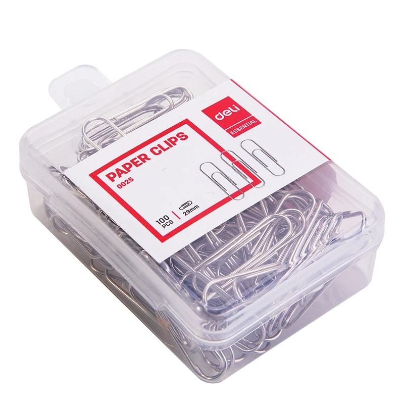 Deli 100pcs Paper Clips Sliver Office School Supply E0025