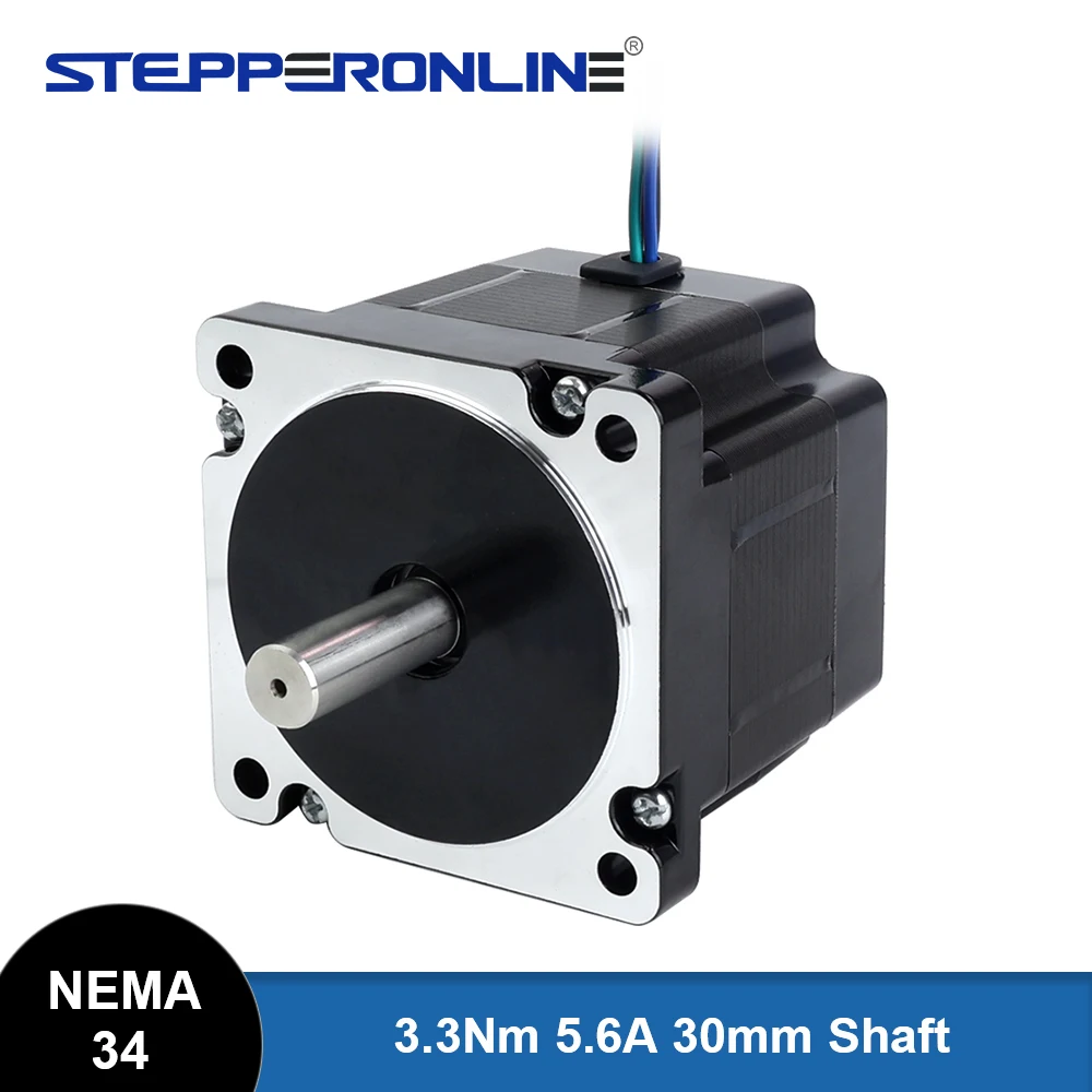 

STEPPERONLINE Nema 34 3.3Nm 5.6A 86x86x64mm Stepping Motor 30mm Shaft 4-lead for CNC