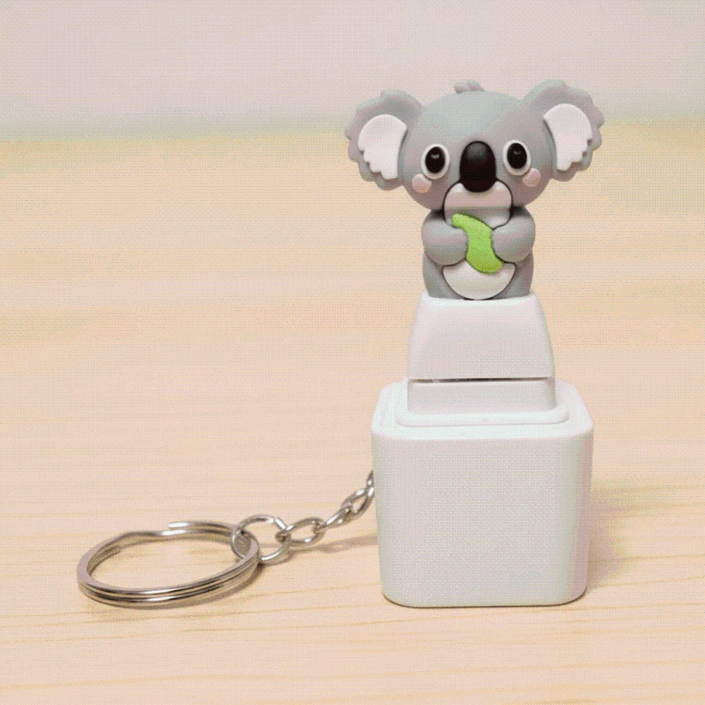 Rechargeable Fidget Button Key Chain Sounding Clicky Animal Keycap Cute-Animal Glowing Sound Light Key Ring Car Key Ring