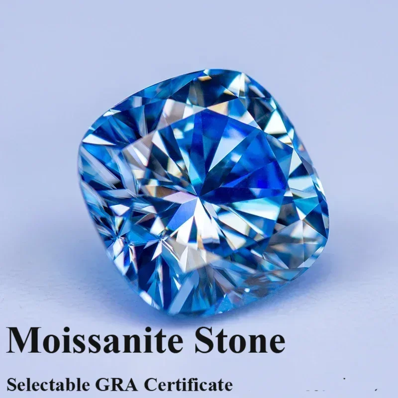 

Муассанит Камень Ледяной Синий Цвет Подушка Огранки Драгоценный Камень Лабораторный Растут Алмаз Усовершенствованные Материалы Для Изготовления Ювелирных Изделий с Сертификатом