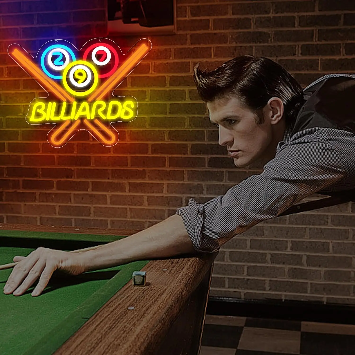 Billiards Neon Sign LED Neon Light for Billiards Lover Present Gym Bar Snooker Club Billiards Room Man Cave Wall Decor Gift
