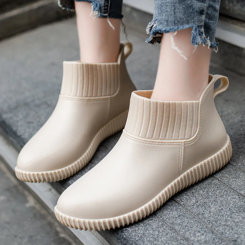 Japanese Rain Shoes Women Summer Low-top Waterproof shoe Integrated Forming Non-slip Work Rubber Shoes Fashion Women Rain shoes