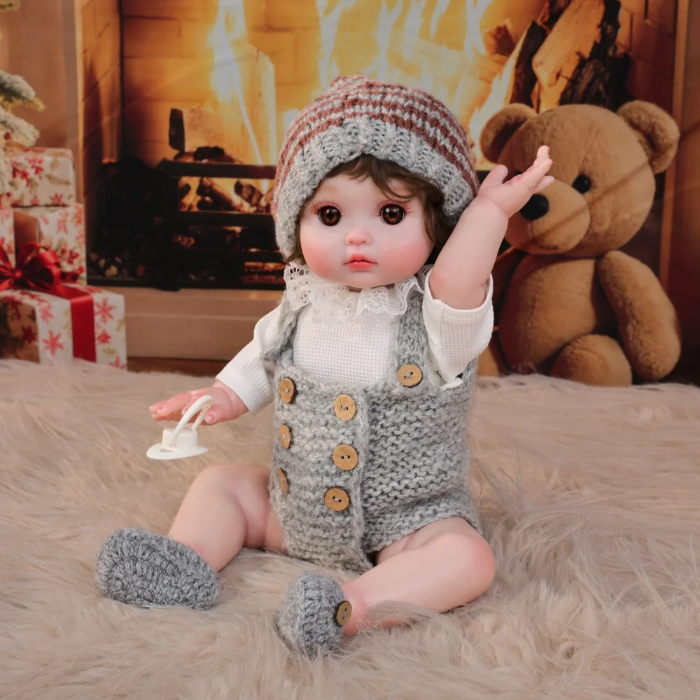 

Cloveray 18 inch Full Body Soft Vinyl Realistic Reborn Baby Doll Super Cute Vvinyl Doll Handmade High-quality Toy Kid Xmas Gift