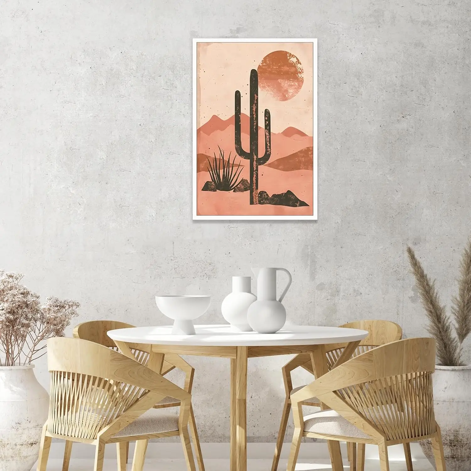 KYHLHS Southwestern Desert Wall Art, Saguaro Cactus Poster Canvas, Arizona Sunset Succulent Painting, Vintage Plant Landscape