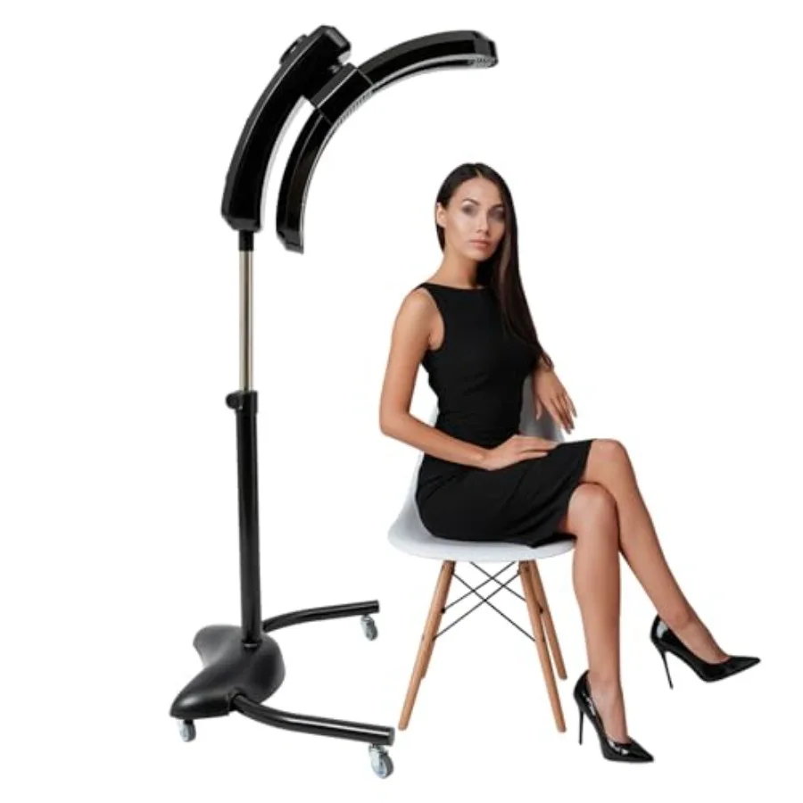 

Vertical Hairdressing Heater for Hair Color Processing with Wheels Adjustable Temperature and Time Vertical Cold Iron Hair Drye
