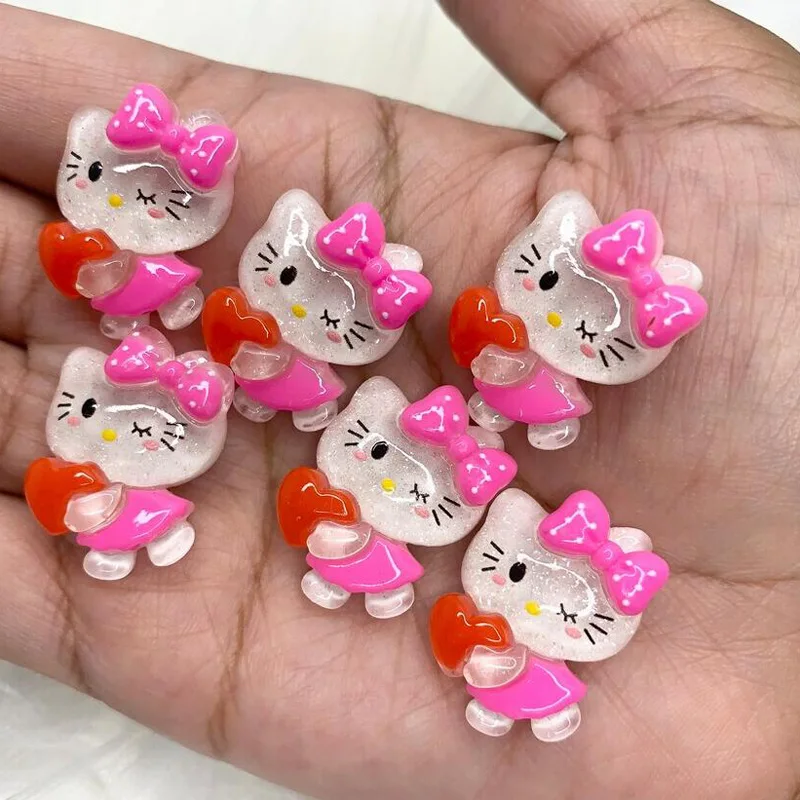 20Pcs Sanrio 3D Hello Kitty Nail Patches DIY Cute Cartoon KT Cat Gems Manicure Rhinestone Nail Art Akcesoria do dekoracji paznokci