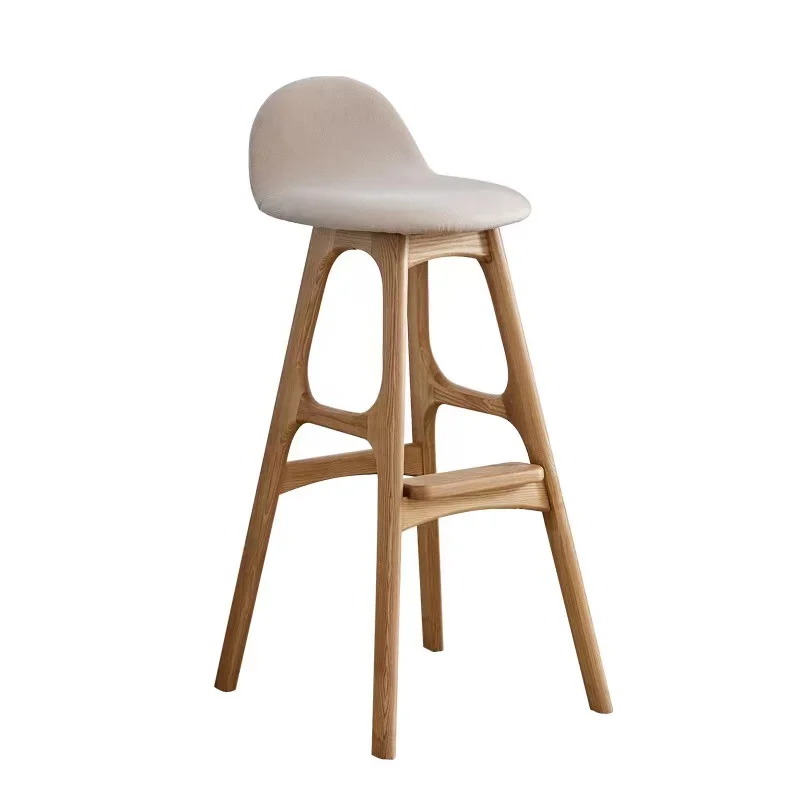 2024 Modern New Design HIgh Bar Chair Cloud Shape Cushion Solid Wood Frame Restaurant Bar Stool Chair