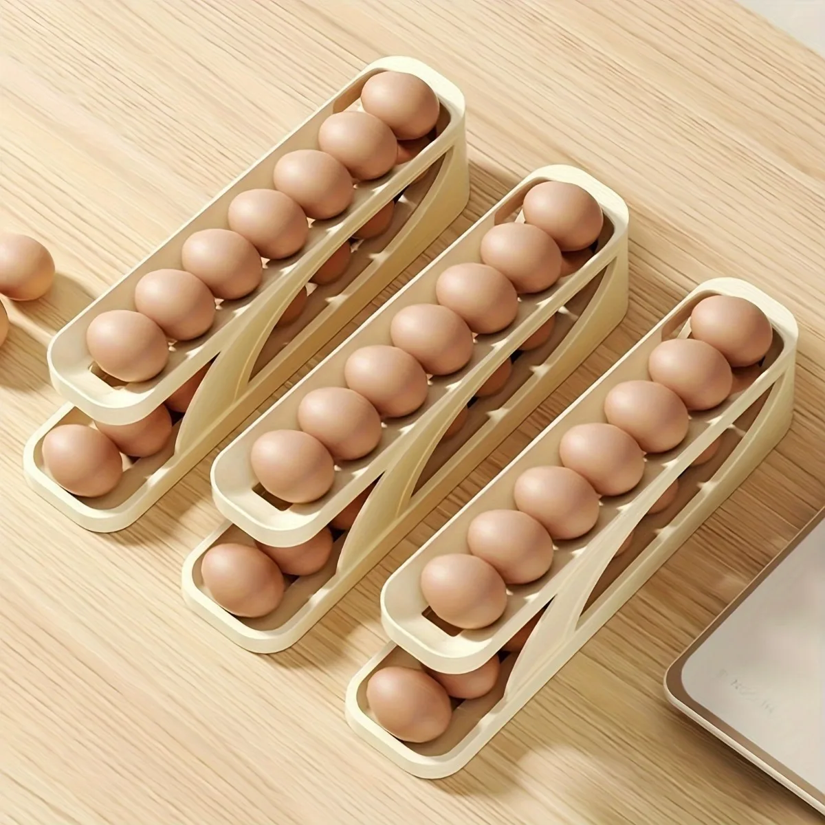 1/2/3/4Pcs Refrigerator Egg Storage Box, Automatic Egg Rolling Rack, Large Capacity Refrigerator Special Egg Holder Storage Box