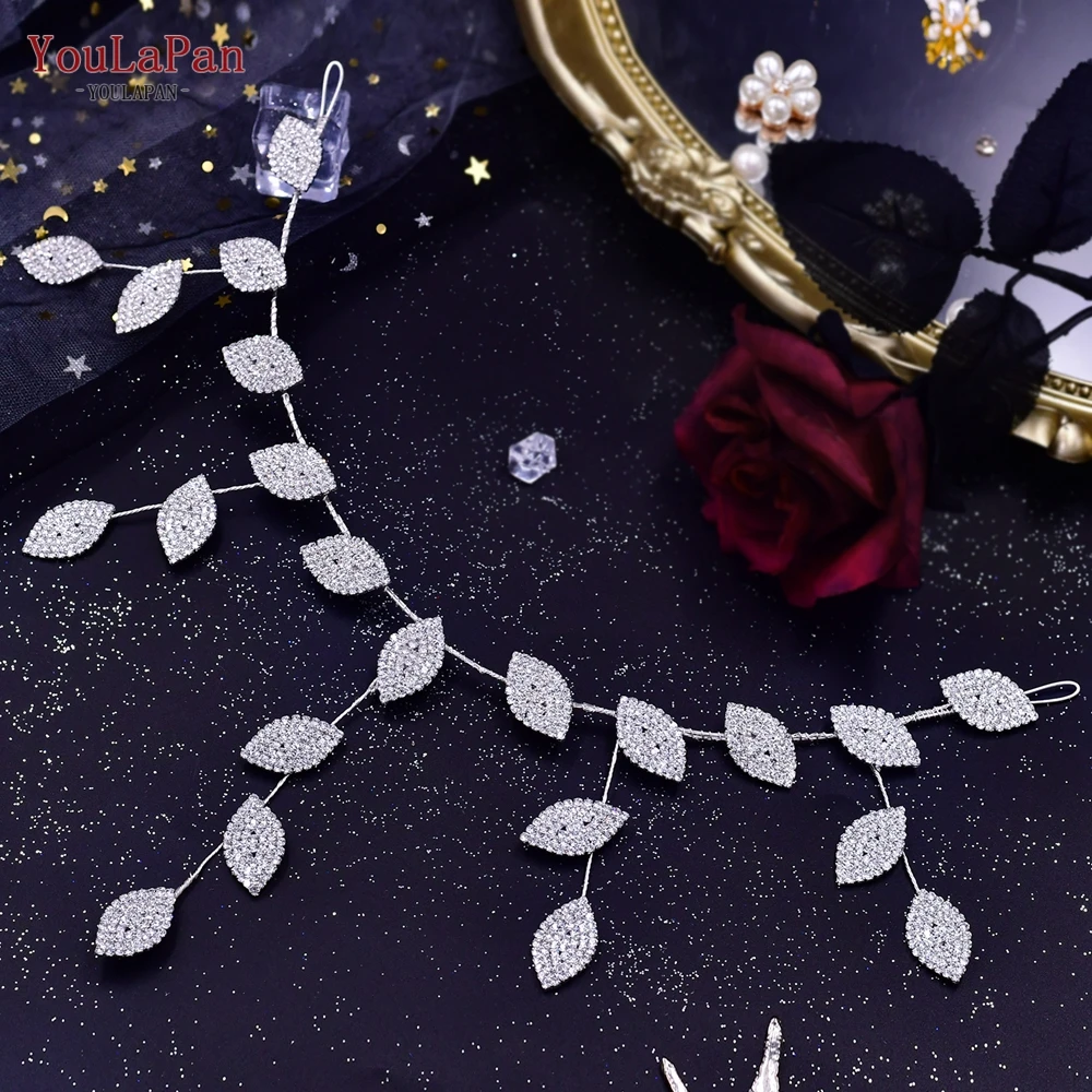 

YouLaPan Unique Leaves Headpiece Glitter Rhinestone Headband Wedding Bridal Hair Accessories Sweet Jewelry Headwear Tiara HP474