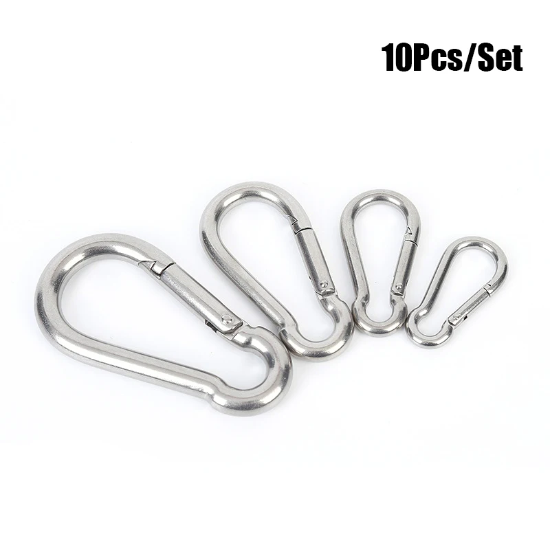 10Pcs 304 Stainless Steel M4 M5 M6 M7 M8 Multifunctional  Spring Snap Carabiner Quick Link Lock Ring Hook