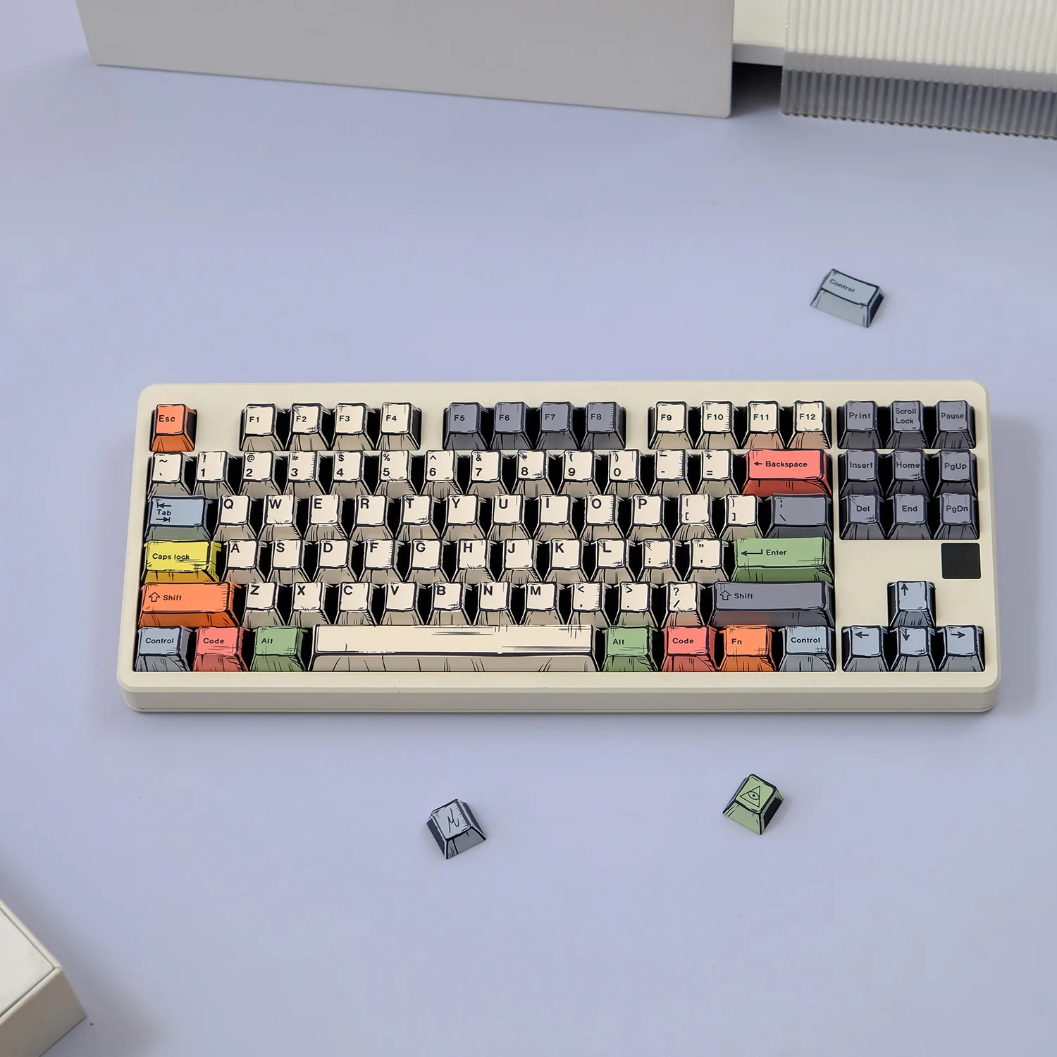 النمط الهزلي GMK قماش كيكابس صبغ الفرعية Keycap الكرز PBT للوحة المفاتيح الميكانيكية 75% لون مفتاح قبعات بساطتها الرجعية مخصص لتقوم بها بنفسك
